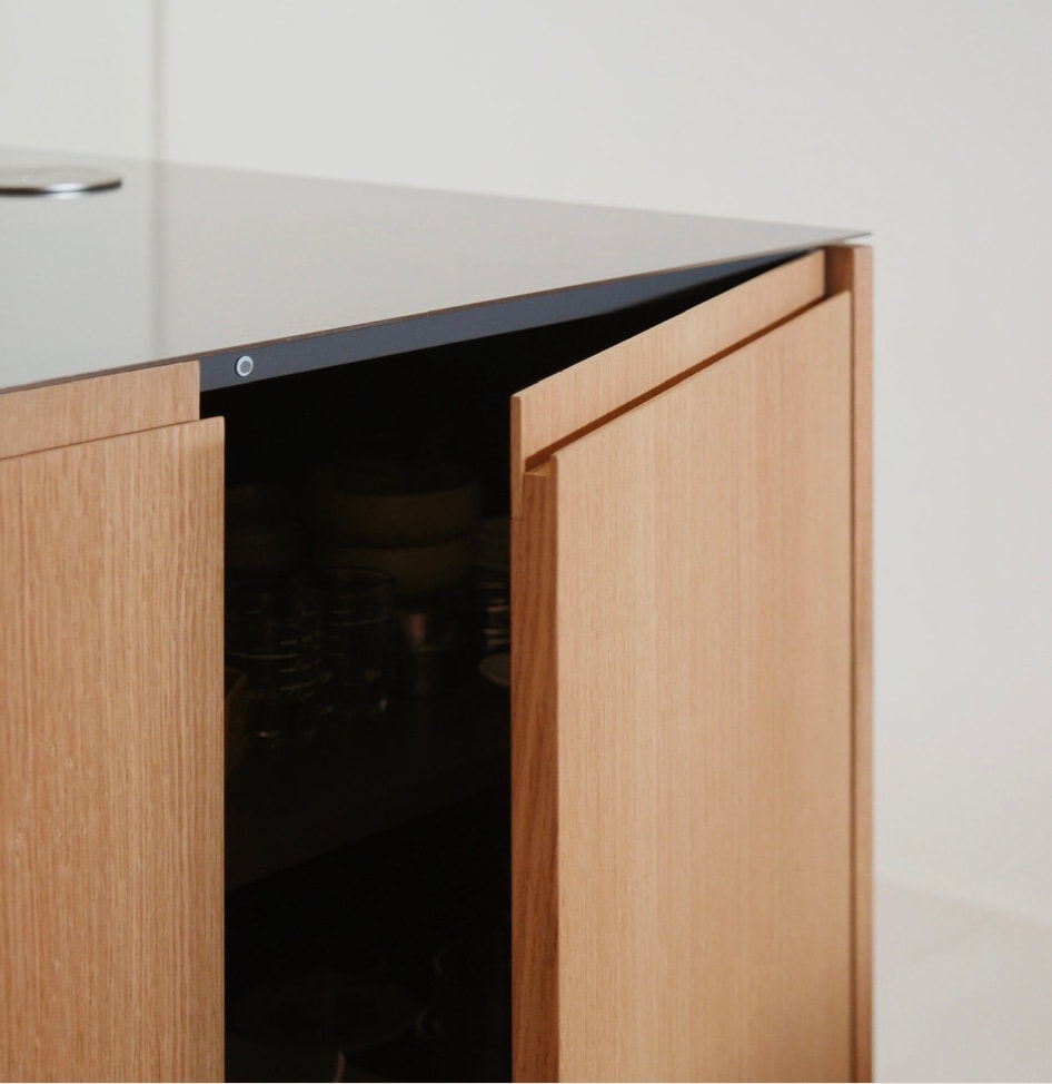 Frente de cocina de madera con tirador integrado T 5